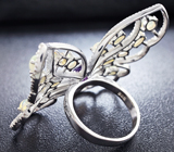 Серебряное кольцо «Бабочка» с аметистом и кристаллическими опалами Серебро 925