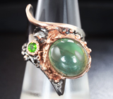 Серебряное кольцо с пренитом и цаворитом Серебро 925