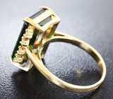Золотое кольцо с зеленым турмалином 8,46 карат и бриллиантами Золото