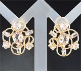 Золотые серьги с морганитами 4,42 карат Золото
