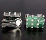 Клипсы с изумрудами Серебро 925