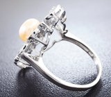 Изысканное серебряное кольцо с кремовой жемчужиной Серебро 925