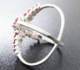 Интересное серебряное кольцо с турмалинами и сапфирами Серебро 925