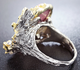 Серебряное кольцо с родонитом и родолитами Серебро 925