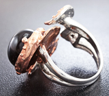 Серебряное кольцо с обсидианом и бирюзой Серебро 925
