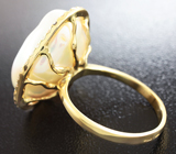 Золотое кольцо с морской жемчужиной 20,58 карат и лейкосапфирами! Исключительный люстр Золото