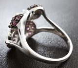 Симпатичное серебряное кольцо с родолитами Серебро 925