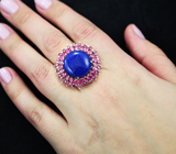 Впечатляющее серебряное кольцо с лазуритом и розовыми сапфирами Серебро 925
