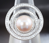 Оригинальное серебряное кольцо с жемчужиной Серебро 925