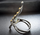 Серебряное кольцо с кристаллическим эфиопским опалом и сапфирами Серебро 925