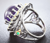 Серебряное кольцо с аметистом и изумрудами Серебро 925