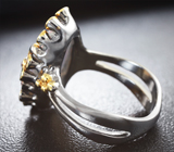 Серебряное кольцо с кристаллическим опалом, цаворитами и сапфирами Серебро 925