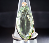 Серебряное кольцо с зеленым аметистом и цаворитами Серебро 925