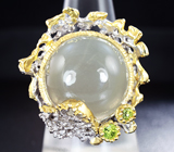 Серебряное кольцо с лунным камнем и перидотами Серебро 925