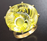 Золотое кольцо с лимонным цитрином авторской огранки «Инь-Ян» 41,91 карат Золото