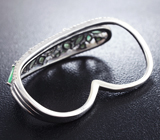 Серебряное кольцо на два пальца с изумрудами и цаворитами Серебро 925