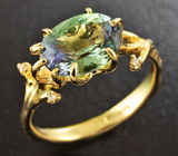 Золотое кольцо с полихромным танзанитом и бриллиантами Золото