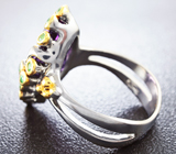 Серебряное кольцо с аметистом и цаворитами Серебро 925