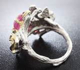 Серебряное кольцо с розовым сапфиром и гранатами Серебро 925