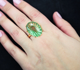 Золотое кольцо с зеленым аметистом авторской огранки 27,39 карат Золото