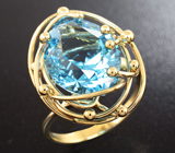 Золотое кольцо с голубым топазом 9,7 карат Золото