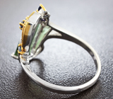Серебряное кольцо с «неоновым» турмалином и синими сапфирами Серебро 925