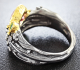 Серебряное кольцо с розовым турмалином и изумрудами Серебро 925