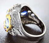 Серебряное кольцо c кианитами и родолитами Серебро 925