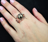 Золотое кольцо с крупной черной жемчужиной с Таити 16,68 карат и черными шпинелями! Глубокий черный цвет Золото