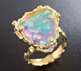 Золотое кольцо с кристаллическим эфиопским опалом топовых характеристик 11,36 карат и бриллиантами Золото