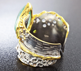 Серебряное кольцо с изумрудом и диопсидами Серебро 925