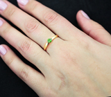 Золотое кольцо с ярко-зеленым уральским демантоидом 0,33 карат Золото