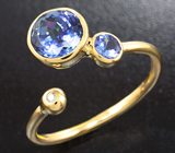 Золотое кольцо с танзанитом 1,77 карат и бриллиантом Золото