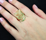 Золотое кольцо с резным зеленым аметистом 19,54 карат Золото