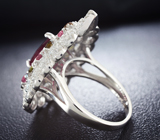 Великолепное серебряное кольцо с рубином и разноцветынми турмалинами Серебро 925