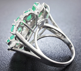Оригинальное серебряное кольцо с изумрудами Серебро 925