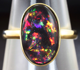 Кольцо с кристаллическим черным опалом Золото