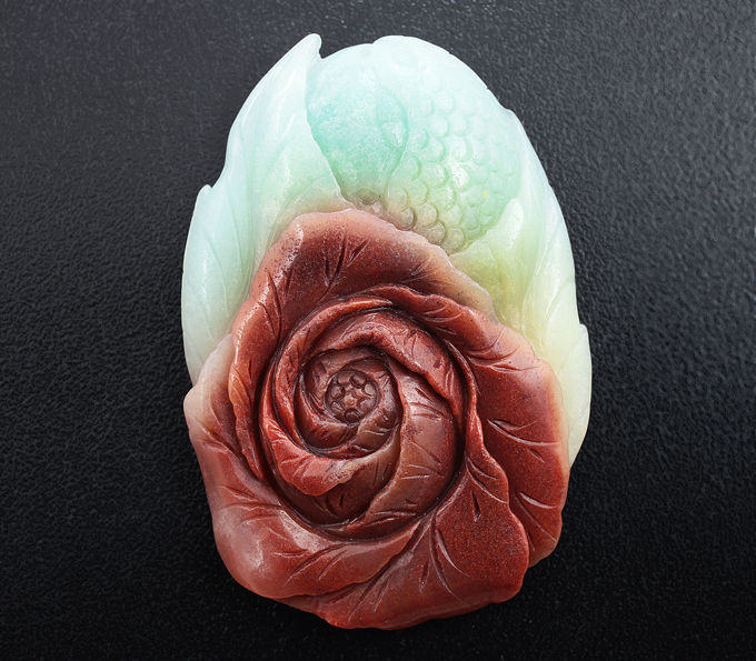 Миниатюра-подвеска «Пион» цельного амазонита