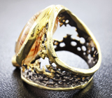Серебряное кольцо с рутиловым кварцем и изумрудами Серебро 925