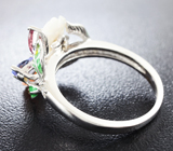 Чудесное серебряное кольцо с танзанитом, гранатами и цветной эмалью Серебро 925