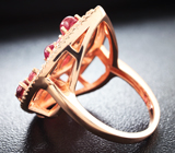 Праздничное серебряное кольцо с пурпурными сапфирами и розовыми турмалинами Серебро 925