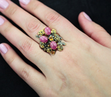Серебряное кольцо с розовыми сапфирами и цитринами Серебро 925