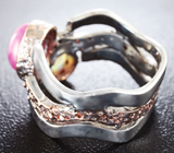 Серебряное кольцо с пурпурным сапфиром и кристаллическим эфиопским опалом Серебро 925