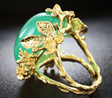 Золотое кольцо с крупным уральским изумрудом 37,15 карат и бриллиантами Золото
