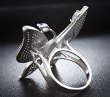 Чудесное серебряное кольцо «Бабочка» с танзанитами Серебро 925
