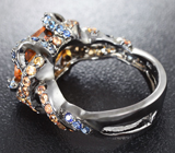 Серебряное кольцо с цитрином и сапфирами Серебро 925