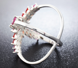 Оригинальное серебряное кольцо с турмалинами и сапфирами Серебро 925