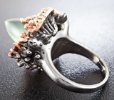 Серебряное кольцо с пренитом и гранатами Серебро 925