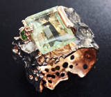 Серебряное кольцо с зеленым аметистом и цаворитом Серебро 925