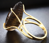 Золотое кольцо с резным дымчатым кварцем 36,23 карат Золото